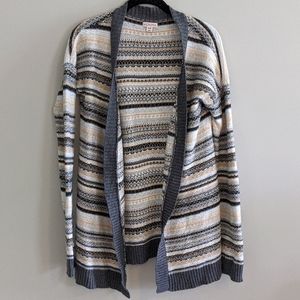 Merona Cardigan Sweater Open Front Striped Womens Size M